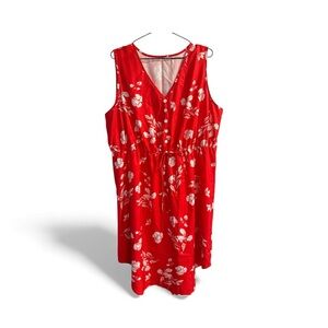 SHEIN Red Floral Midi Dress